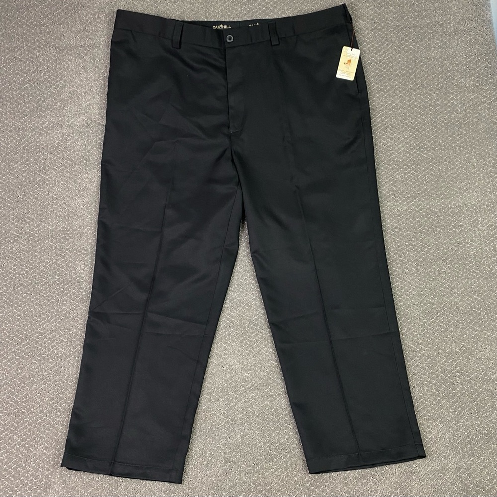 Oak Hill Dress Pants Men's 48 x 30 Black Microfibre Slacks Trousers